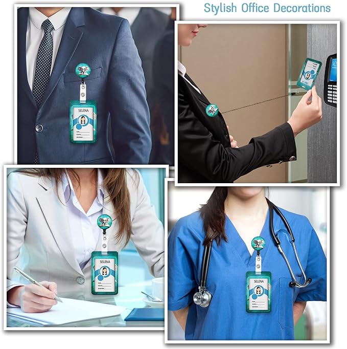 Elephant Badge Holder with Retractable Lanyard, Cute Lanyards for ID Badges Name Tags Vertical Card Holder, Breakaway Lanyard Badge Reel Retractable, Teacher Nurse Workers Women Office Gifts