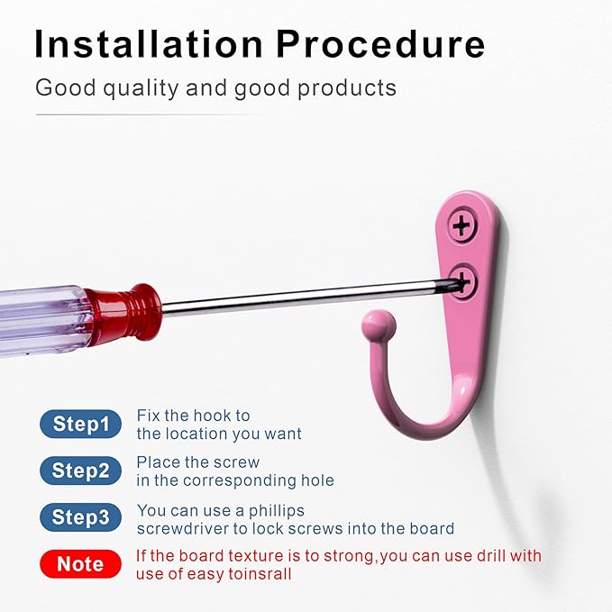 ZAYBOD 15-Pack Coat Hooks with 30 Screws | Heavy Duty Wall Mounted for Robe, Backpack & Keys | Entryway, Bathroom, Bedroom Hanging Hardware (Pastel Pink)