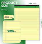 KAISA Legal Notepads 8.5"x11.75"，12pads note pads office supplies Recycled Paper 8.5"x11.75" Wide Ruled 50 sheets Hard Back Notepads 8-1/2"x 11-3/4" Writing Tablet Canary For Office Supplies (Pack of 12) KSU-5668