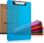 Plastic Clipboards with Low Profile Clip (Set of 12) - 12.5 x 9 Inch Multi Color, Holds 100 Sheets