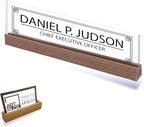 ARTBLOX | Office Personalized Name Plate Men Board Design On Clear Acrylic Glass for Desk with Business Card Holder