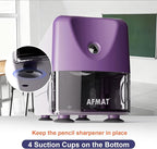 AFMAT Electric Pencil Sharpener Heavy Duty, Cordless & Rechargeable, Classroom Pencil Sharpener for 6-11mm No.2/Colored Pencils, Auto Stop, Fast Sharpen, Save Pencil, 10,000 Sharpenings, Purple, PSD3