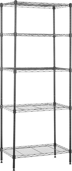 Amazon Basics 5-Shelf Multipurpose Adjustable Sturdy Steel Storage Shelving Unit, Easy Assembly, 13.4" D x 23.2"W x 60"H, Black