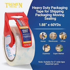 TegmenSeal Heavy Duty Clear Packing Tape with Dispenser Combo for Shipping, Moving & Storage,Thicker Clear Packing Tape, 1.88 inches Wide, 60 Yards Per Roll, 12 Pack 720 Total Yards