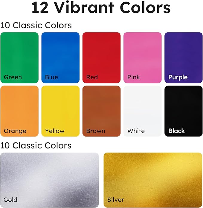 ANYUKE 12 Colors Acrylic Paint Markers - 15mm Jumbo Poster Markers, Permanent Paint Pens for Poster Board, Fabric, Rocks, Wood, Glass, Ceramic, Canvas, Metal, Plastic