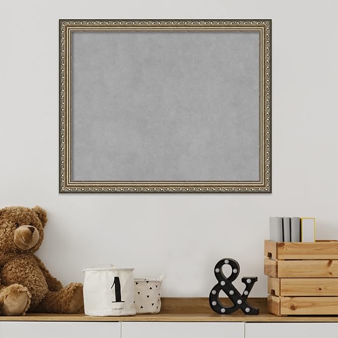 Amanti Art Silver Framed Magnetic Board 18x22 Small Vision Board for use with Magnets, 100% Metal Sheet to Display Items as Office Decor or for Home Organization in mudroom, Kitchen or Kids Room