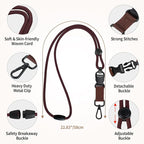Fishent Breakaway Neck Lanyards for ID Badges, Adjustable Durable Heavy Duty Lanyard with Detachable Buckle for Keys Holder (Dark Brown)