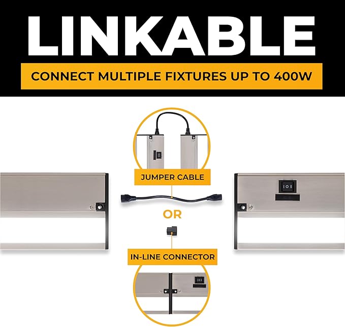 LED Under Cabinet Lighting Hardwired - 3CCT 40 Inch Satin Finish - Undercabinet Lights for Kitchen - Linkable Undercounter Dimmable Plug in Light or Hard Wired - Under Counter Fixture Direct Wire