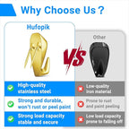Hufopik 10 Pcs Cubicle Hooks - Fabric Panel Wall Clips for Hanging Coats, Pictures, Supports up to 40 lbs (Gold)