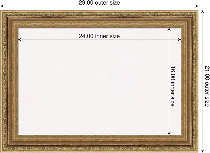 Amanti Art White Cork Board for Wall, 21x29 Vision Board with Gold Frame, Medium Corkboard Office Decor for Home Organization, Traditional Corkboard Pinboard to Display Items for Home Organization