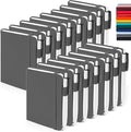 feela 15 Pack Pocket Small Notebooks Bulk, Mini Cute Notepads Hardcover College Ruled Lined Journals with Pen Holder for School Business Memos, with 15 Black Pens, 3.5”x 5.5”, A6, Gray