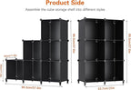 6-Cube Storage Organizer, Closet Organizer Storage Cabinet Shelf Bookcase Bookshelf with Metal Hammer, Storage Cubes Organizer Cabinet for Kids, Closet, Bedroom, Bathroom(11.8x11.8x11.8 inch)Black
