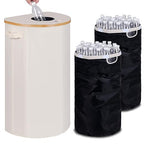 Efluky Recycling Bin 100L, 26 Gallon, Beige, D-Shaped, Oxford Fabric, 17.32"L x 12.9"W x 11.46"H, 2 Removable Inner Bags, Lightweight, Open-Top, Cycling, Kitchen