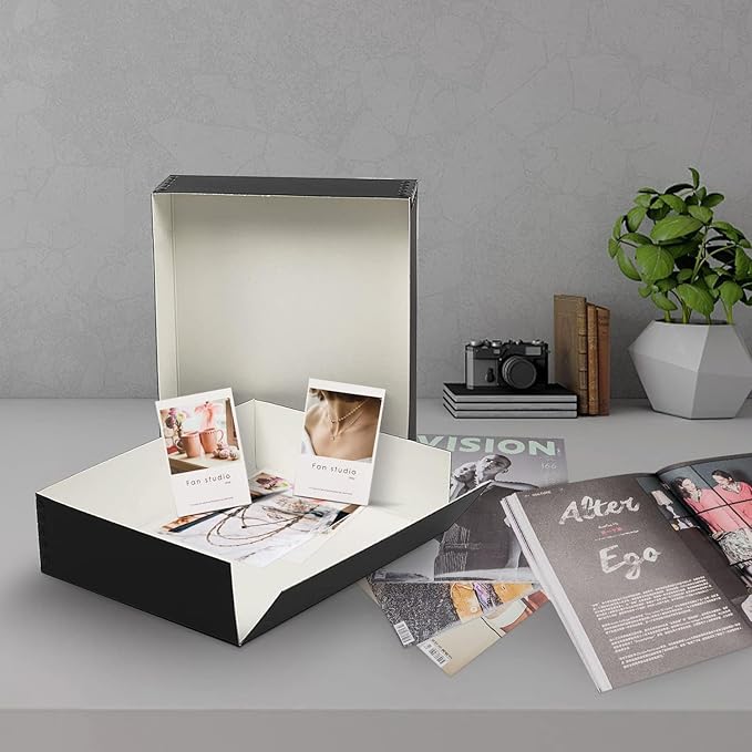 Lineco Museum Archival Drop-Front Storage Box, Acid-Free with Metal Edges, 8.5 X 10.5 X 3 inches, Black (733-2008), Set of 2