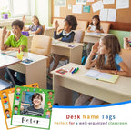 WALENGIF 36 Pcs Kids Photo Nameplates for Desk Kids Desk Name Tags for Classroom with Photo Space Student Name Labels Stickers Back to School Kindergarten Classroom Decoration for Bins Cubbies Office