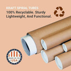 AVIDITI Cardboard Tubes with Caps, 24"L x 4"W x 4"H, Pack of 12 | Poster Tube for Mailing and Storage of Blueprints, Artwork, Crafts, Long Art Holder, 24 inches