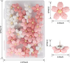 30pcs Decorative Flower Push Pins - Pink Thumb Tacks for Cork Board, Photo Wall, Feature Wall, Map, Bulletin Board, Office or Home