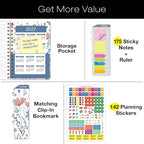 HARDCOVER 2026 Planner, 7"x9": 14 Months (November 2025 - December 2026), Daily Weekly Monthly Planner, Yearly Agenda, Bookmark, Pocket Folder and Sticky Note Set (Colorful Botanicals)