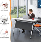 Conference Table,55.1''Folding Conference Room Table for 4-12 People,Mobile Flip Top MeetingTraining Table with Different Coulor and Styles for Offices, Classrooms,Meeting Room (6, 47.2''C)