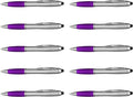 DISCOUNT PROMOS Stylus Ballpoint Pens Set of 10, Bulk Pack - Black Ink, Great for Office, School, Business, Tradeshows, Events - Purple