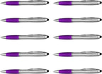 DISCOUNT PROMOS Stylus Ballpoint Pens Set of 10, Bulk Pack - Black Ink, Great for Office, School, Business, Tradeshows, Events - Purple
