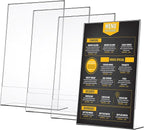 Wenqik 4 Packs 8. 5" x 14" Sign Holders Vertical l Shape Frame Acrylic Document Holder Side Loading Clear Flyer Holder Slanted Desk Paper Display Stand Graphic Poster Shelf for Restaurants Office