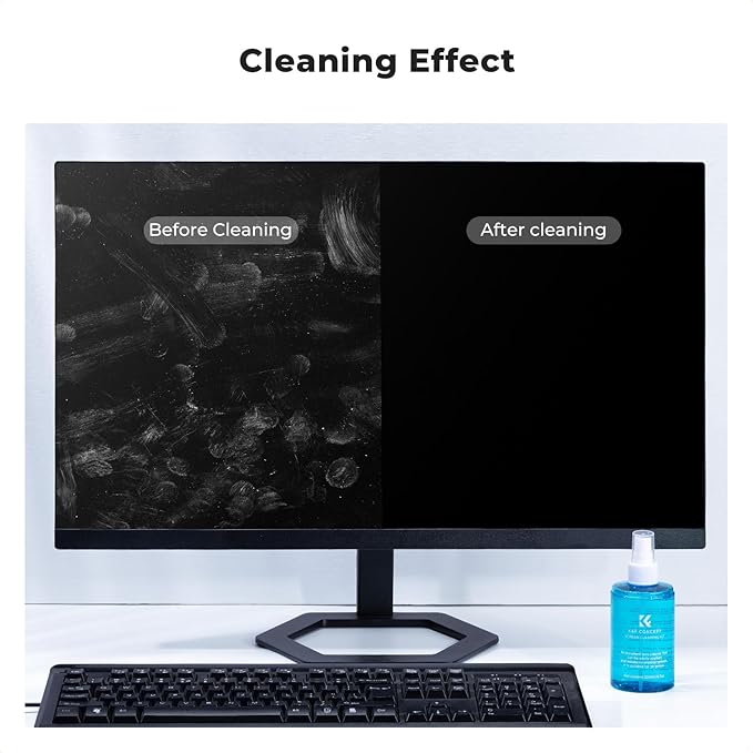 K&F CONCEPT Screen Cleaner Spray, with 2 Microfiber Cleaning Cloth, Touchscreen Cleaning Kit for LCD LED DVD TV, Smartphone, iPad, Laptop, Tablet Monitor, Computer Monitor, Electronic Devices (200ml)