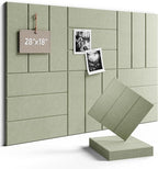 Fluxynara Felt Bulletin Board Tiles -28"x18" with 40 Adhesive Tabs, Cork Board Alternative for Office Decor, Push Pin Board Wall Organizer 6-Pack (Sage)