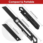 BIBURY 2 Pack Utility Knife, Heave Duty Full Stainless Steel Retractable Box Cutter with 10PCS replaceable Blades (18mm Wide), Multi-functional Extended Razor Knife for Office, Home, School Black