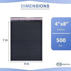 MAILERVIEW Black Small Bubble Mailers 4x8 Inch #000 | Thick Padded Poly Bubble Mailer Envelopes | 500 Pack Bulk | Trading Card Sports Card Shipping Made In USA