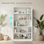 Farini 60 Inch Tall 5-Shelf Bookcase, Wood Bookshelf Storage Organizer Adjustable Shelf for Home Office, Study Room, Easy Assembly,White