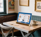 8.5 x 11 Menu Holder, Acrylic Table Menu Stand, Classic Wooden Sign Holder, Double Sided Display Table Top Paper Holder, for Bar, Cafe, Restaurant, Store, Certificate, Document (Vertical, 2pack)
