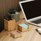 CMLKLZD Desk Organizer Set of 3 - Wood Office Desk Accessories - Desk Organizers and Accessories for Women Men - Set incl. Pencil Pen Holder, Paperclip Storage and Sticky Note Holder