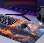 Volcanic Lava Scene Ultra Large Computer Desk Pad, Anti Slip Keyboard Pad, Customized Thick Large Stitched Edge Mouse Pad for Office 35.4 x 15.7 Inches