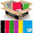 Rosmonde 50 Pack 1 Subject Spiral Notebook Wide Ruled Bulk, 140 Pages (70 Sheets), Thick No-Bleed Paper, 8 x 10-1/2", 3 Hole Punched, Wide Ruled Notebook 1 Subject, Bulk Subject Notebook for School