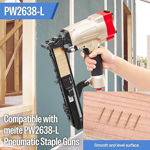 meite 16 Gauge 1-Inch Wide Crown Staples 3/4'' Leg, Galvanized P-Type Heavy Duty Construction Staples for Stapler Gun - Roofing Subflooring House-Wrap, Strong Holding & Tear-Resistance, 10,000 PCS