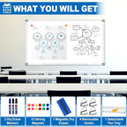 Max-officoo White Board Dry Erase Whiteboard for Wall 72" x 48" Aluminum Presentation Magnetic Whiteboards with 4 Hooks, 12 Magnets, 3 Markers & 1 Eraser