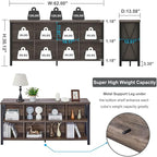 FATORRI 8 Cube Storage Organizer Bookshelf, 62 Inch Rustic Wood Horizontal Bookcase, Industrial Cube Long Book Shelf for Living Room (Walnut Brown)