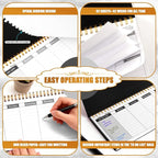 MOSA BEAR Undated Weekly Planner, 60-Week Horizontal Layout Desk Planner Daily To-Do List Pad for Office, Home & School Professionals & Students, Black (5.4" x 12")