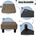 BRIAN & DANY Small Foot Stool, Linen Foot Stools with Legs, Stable Small Footstool for Living Room, Brown