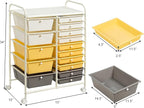 DORTALA 15-Drawer Rolling Storage Cart with Drawers, Rolling Utility Cart w/Removable Drawers & Universal Wheels, Tools Scrapbook Paper Organizer for School, Office, Home, Classroom (Yellow)
