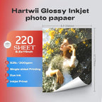 HARTWII 220 Pack Photo Paper Glossy Inkjet 8.5x11 inches 52lb 200Gsm Letter Size for Dye Ink Printers