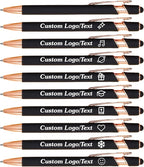 CRME Ballpoint Pen 2-in-1 Stylus Bulk Custom Pens Personalized Engraved Metal Pens with Name Soft Grip Ball Point Pen for Men Women Teacher Essentials Office Supplies Party Note-Taking Black