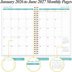 2026-2027 Planner - 18 Months Weekly & Monthly Planner from January 2026 - June 2027, Spiral Planners 2026-2027 with Elastic Closure, Inner Pocket, Medium 5.8" x 8.3", Teal Flower