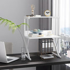 aboxoo Printer Stand for Desk, Desktop Printer Shelf Large 3-Tier Multi-Purpose Office Organization Shelves for Home Office, White