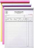 Custom Invoice Book with Logo 50 Set Personalized Receipt Books Customized Invoices for Small Business 3 - Parts Carbonless Duplicate Invoice Forms NCR Books