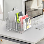 Cuukie File Sorter Organizer, 5 Sections Acrylic Letter Tray for Desk, Mail Organizer Letter Holder for Envelopes, Mail, Electronics 2Pack 2PCS