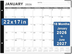 Desk Calendar 2026, KOPEESY 22" x 17" Large Desk Calendar, 18 Mouths From January 2026 to June 2027, Desktop Calendar with Notes and Thick Paper for Home, Office and School