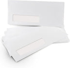 Aimoh 250#10 Custom Printed Single Left Window Envelopes - Text and Logo Customization - Gummed Closure - Size 4-1/8x9-1/2 Inches -24LB-250 Count (7-35410-250)