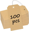 Uniclife 100 Pcs Blank Shipping Tags with Wire Attached 4.7 Inch Writable Brown Kraft Paper Hang Tags with Reinforced Eyelet Large Marking Price Tag Inventory Label Tag, 4.7" L x 2 3/8" W